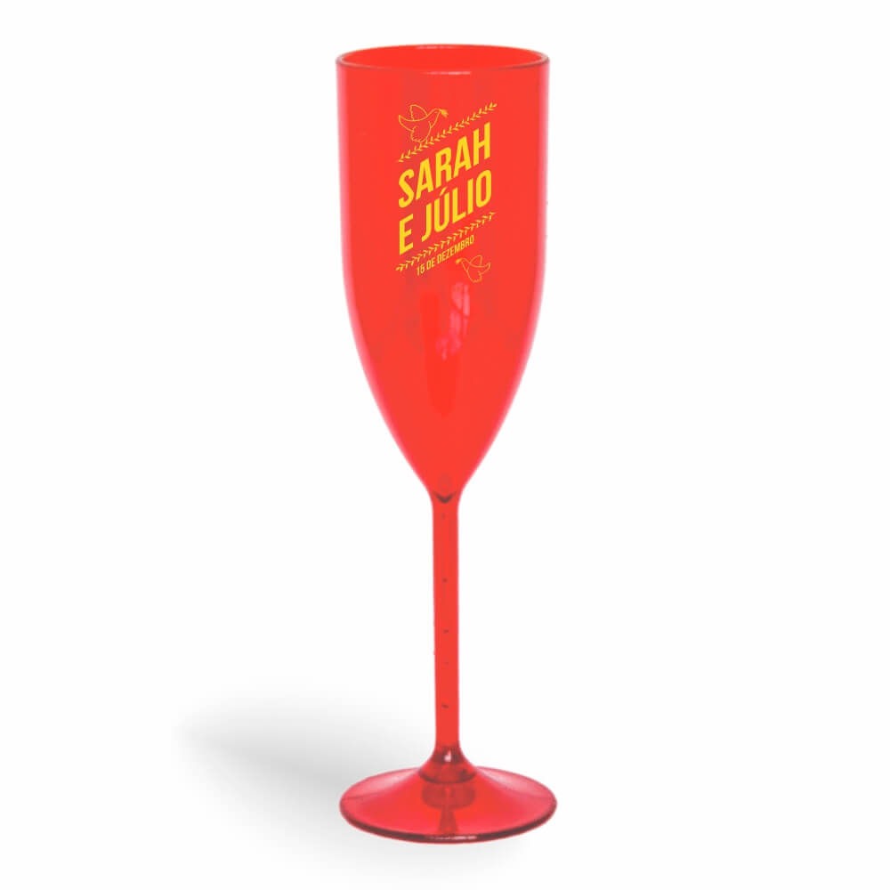 Taça de Champanhe de 180ml Vermelha Transparente