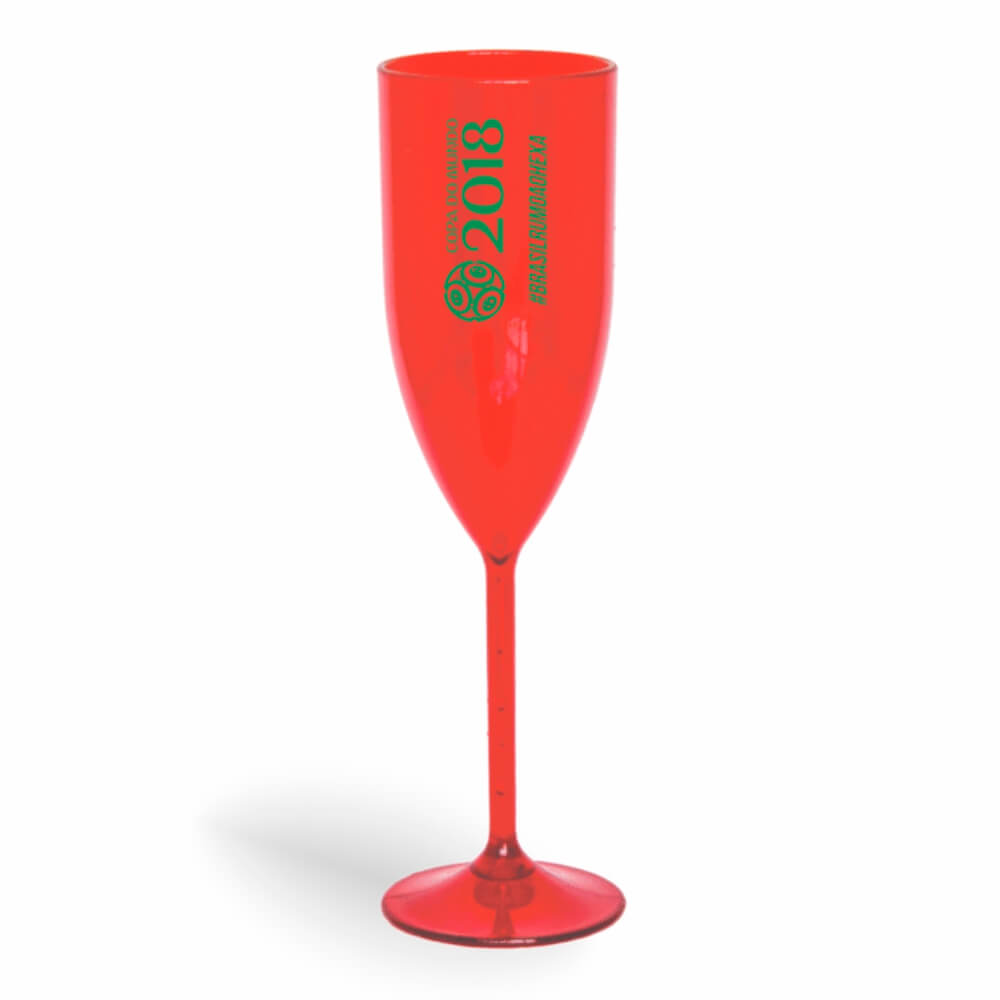 Taça de Champanhe de 180ml Vermelha Transparente