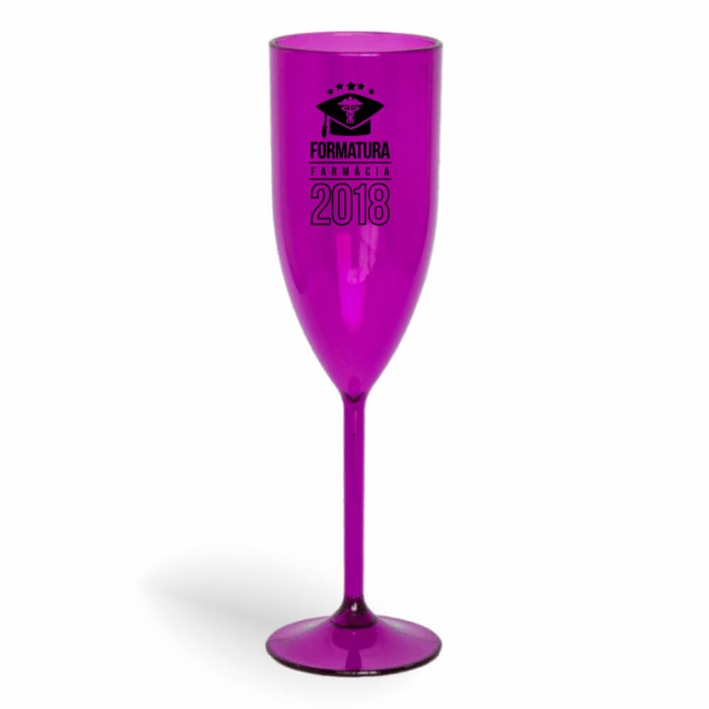 Taça de Champanhe de 180ml Roxa Transparente