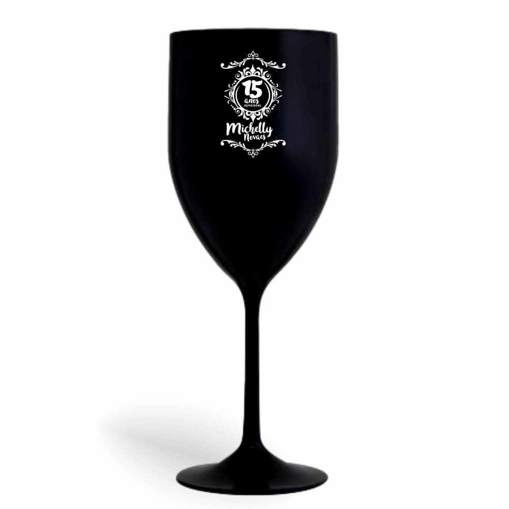 Taça de Vinho de 330ml Preta Leitosa