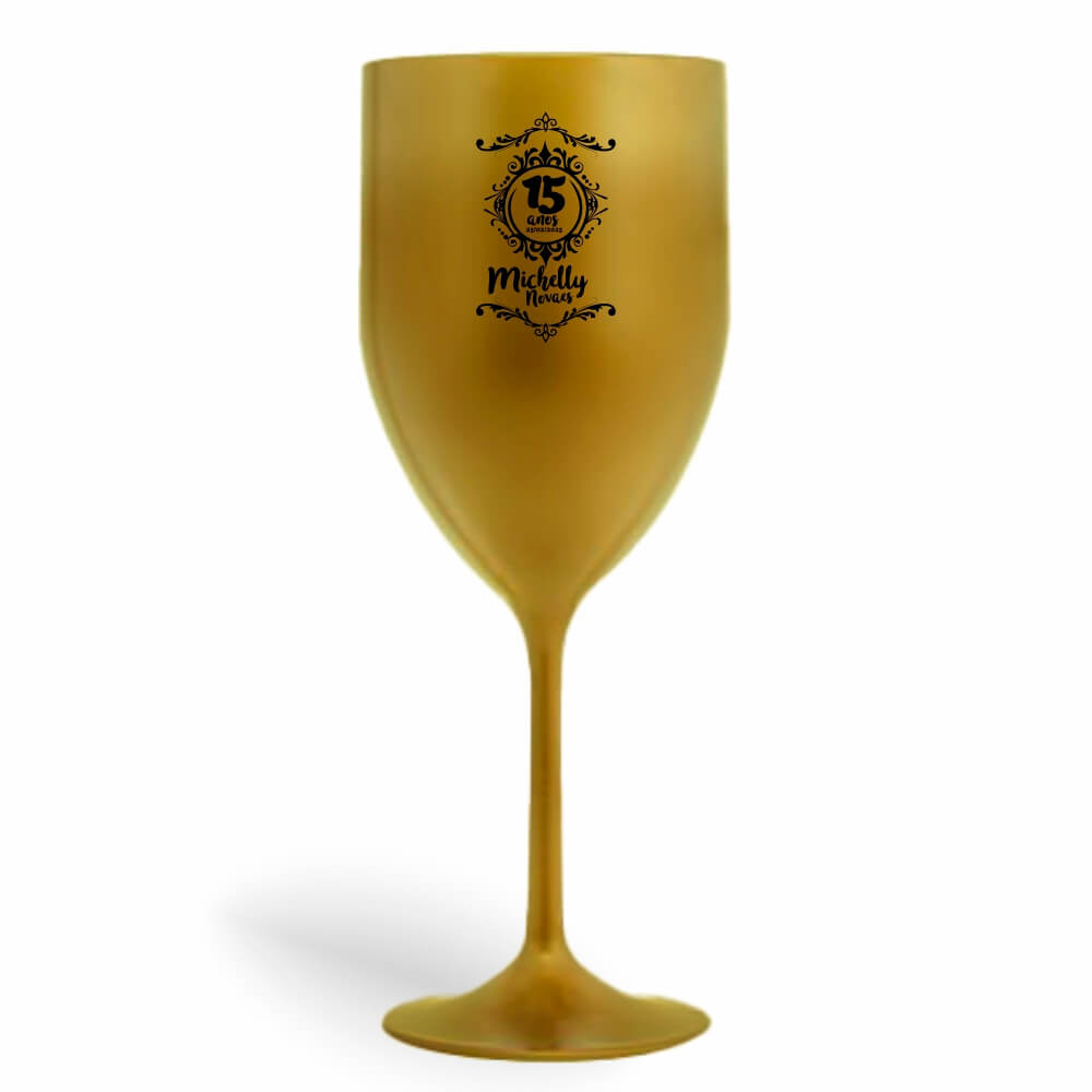 Taça de Vinho de 330ml Dourada Leitosa