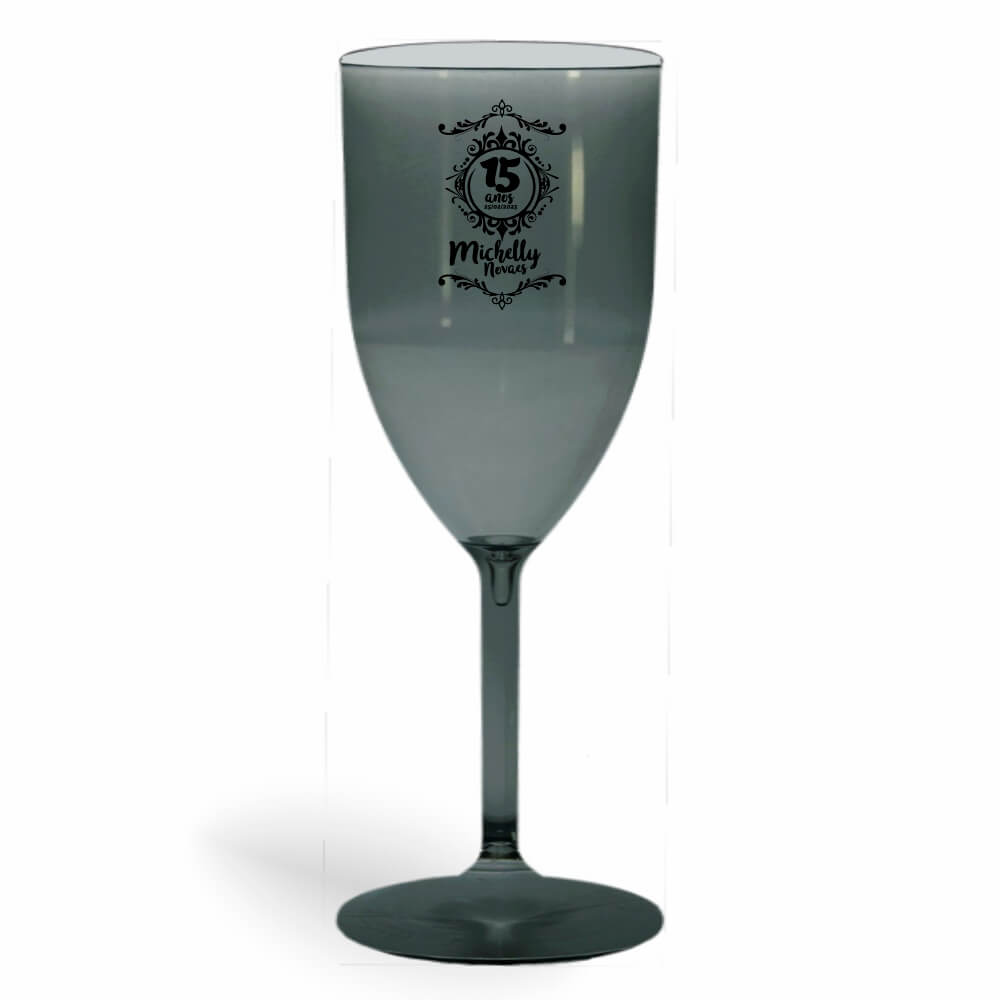 Taça de Vinho de 330ml Fumê Transparente