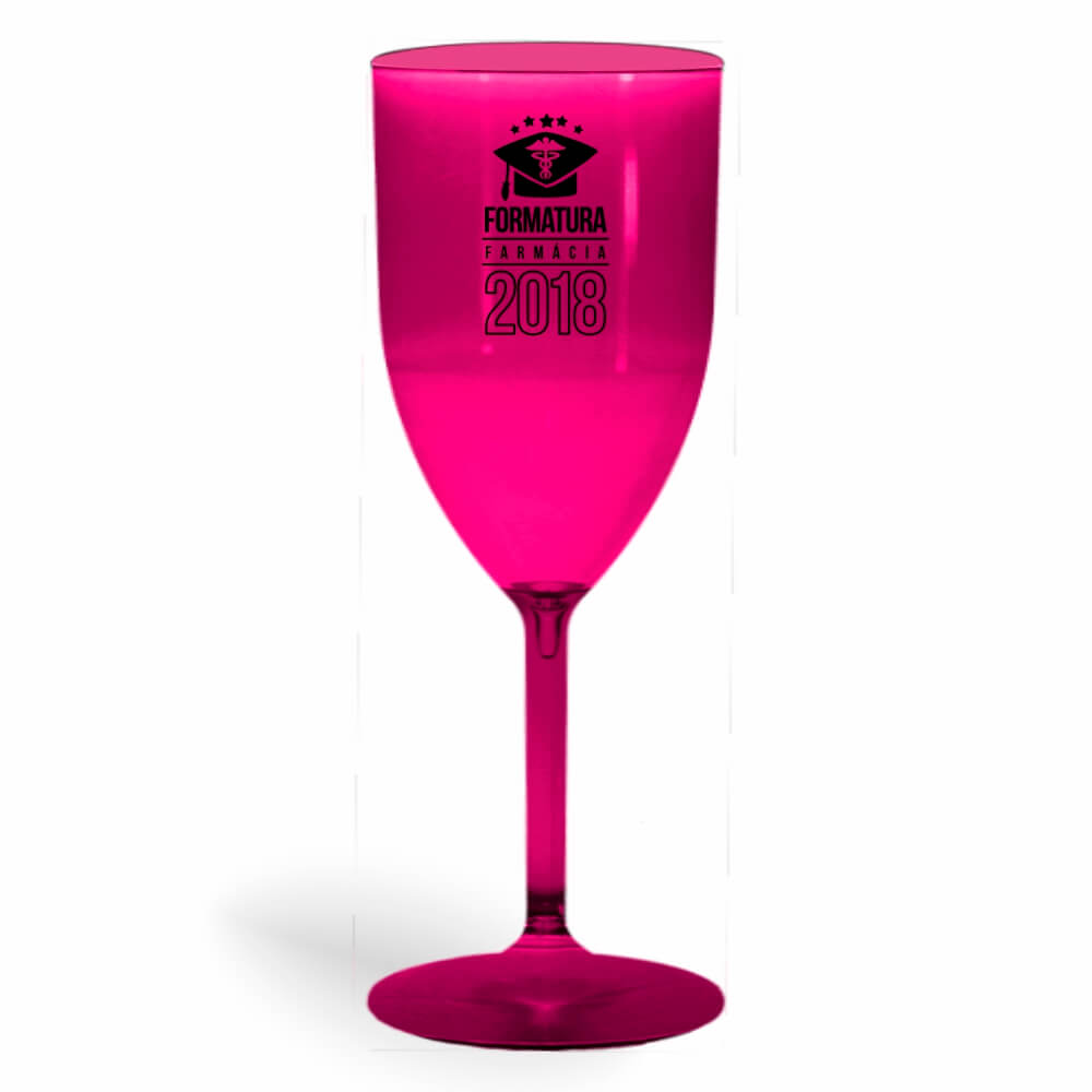 Taça de Vinho de 330ml Rosa Transparente