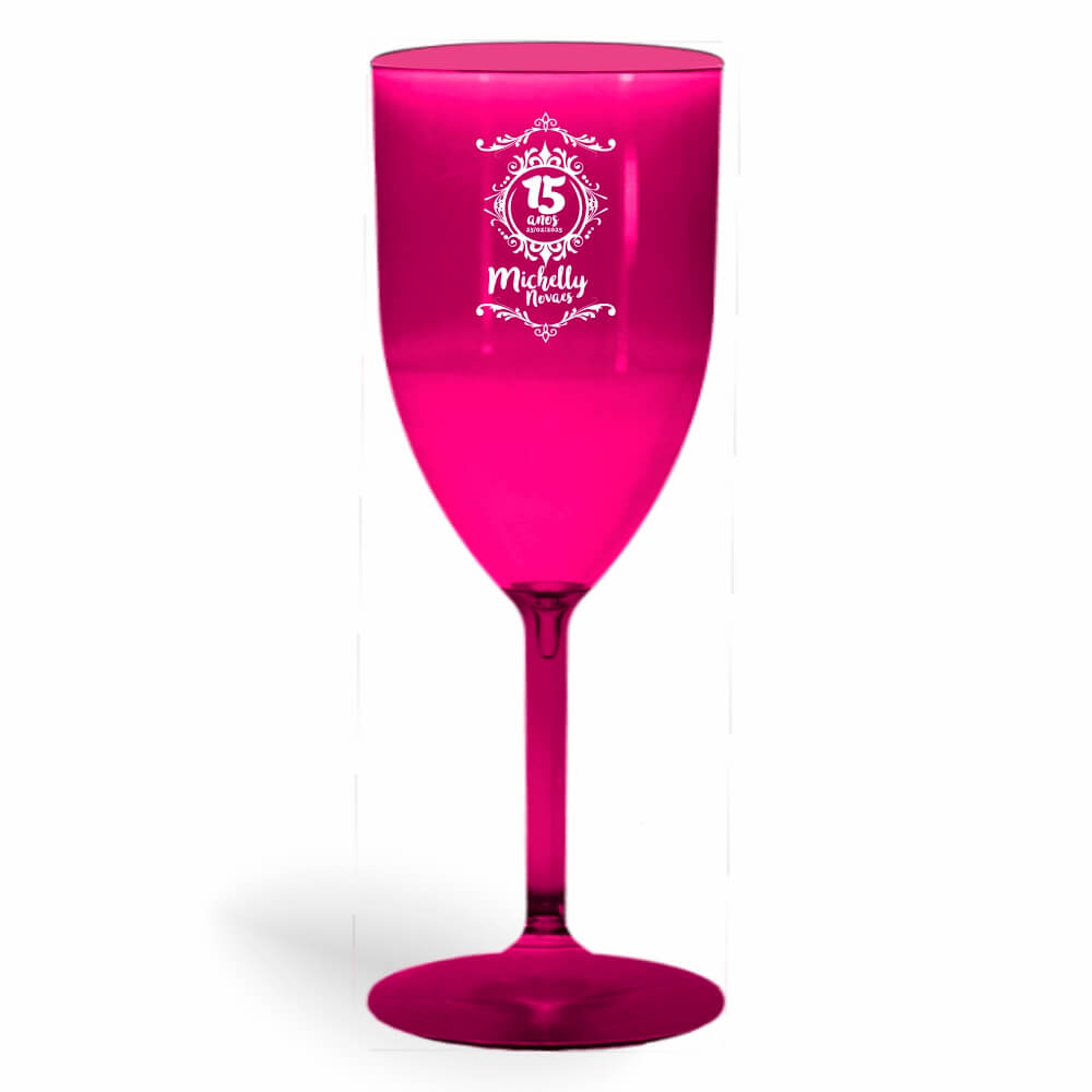 Taça de Vinho de 330ml Rosa Transparente