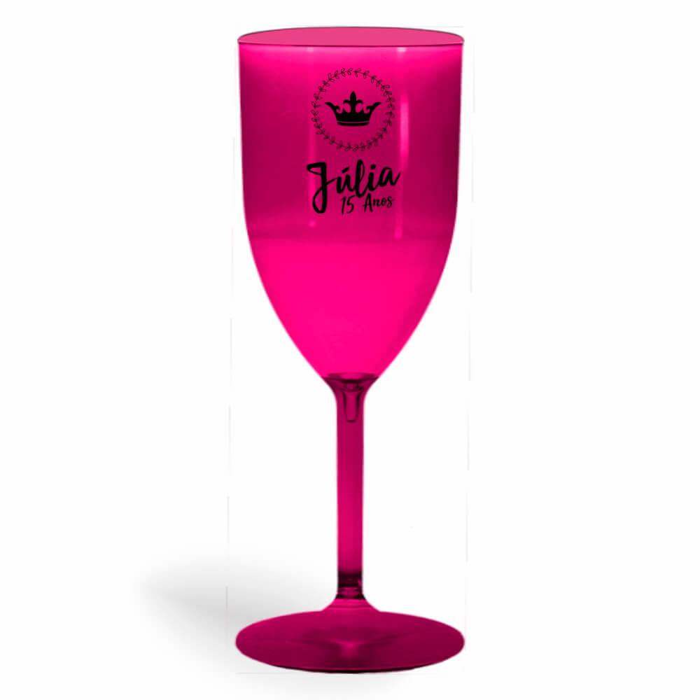 Taça de Vinho de 330ml Rosa Transparente
