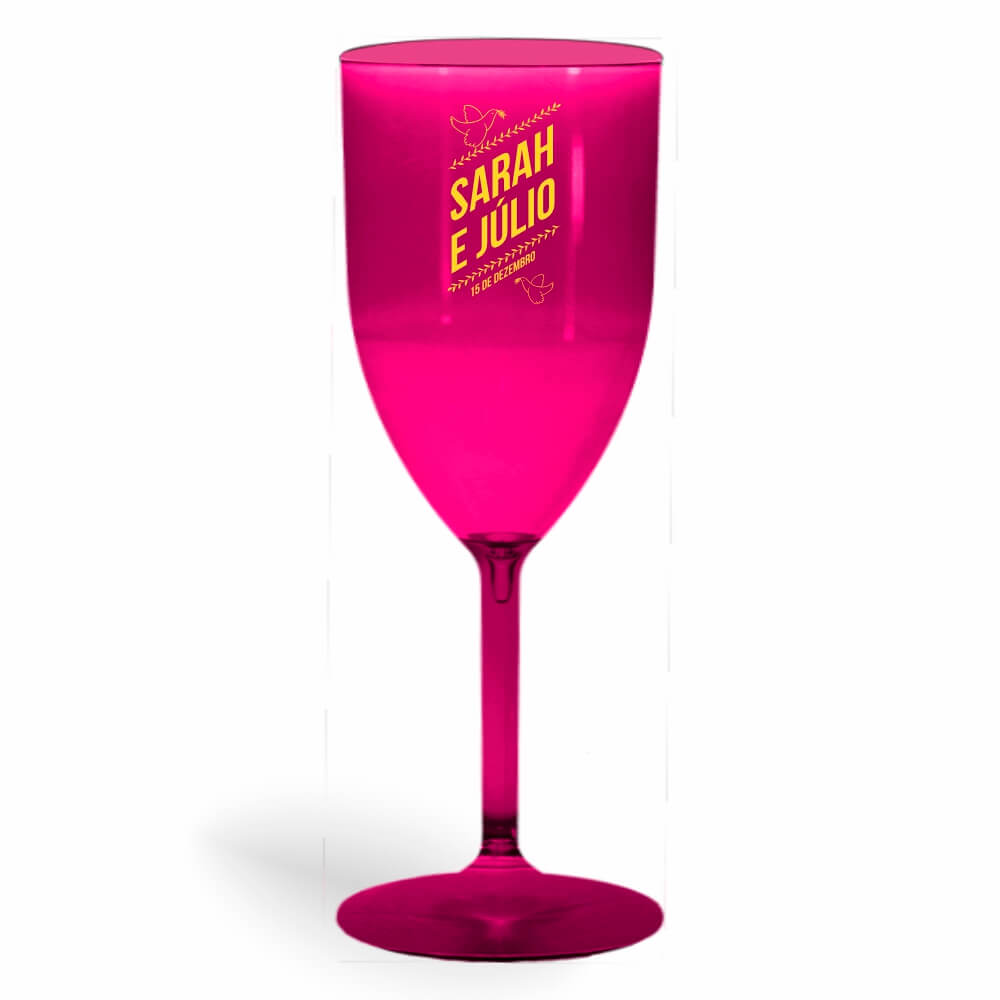 Taça de Vinho de 330ml Rosa Transparente