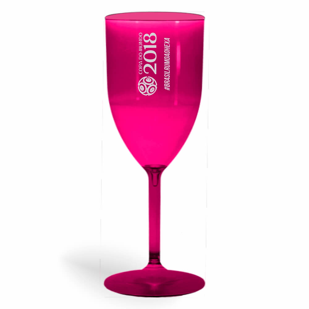 Taça de Vinho de 330ml Rosa Transparente