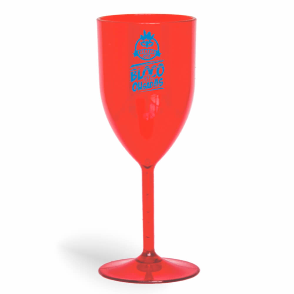 Taça de Vinho de 330ml Vermelha Transparente