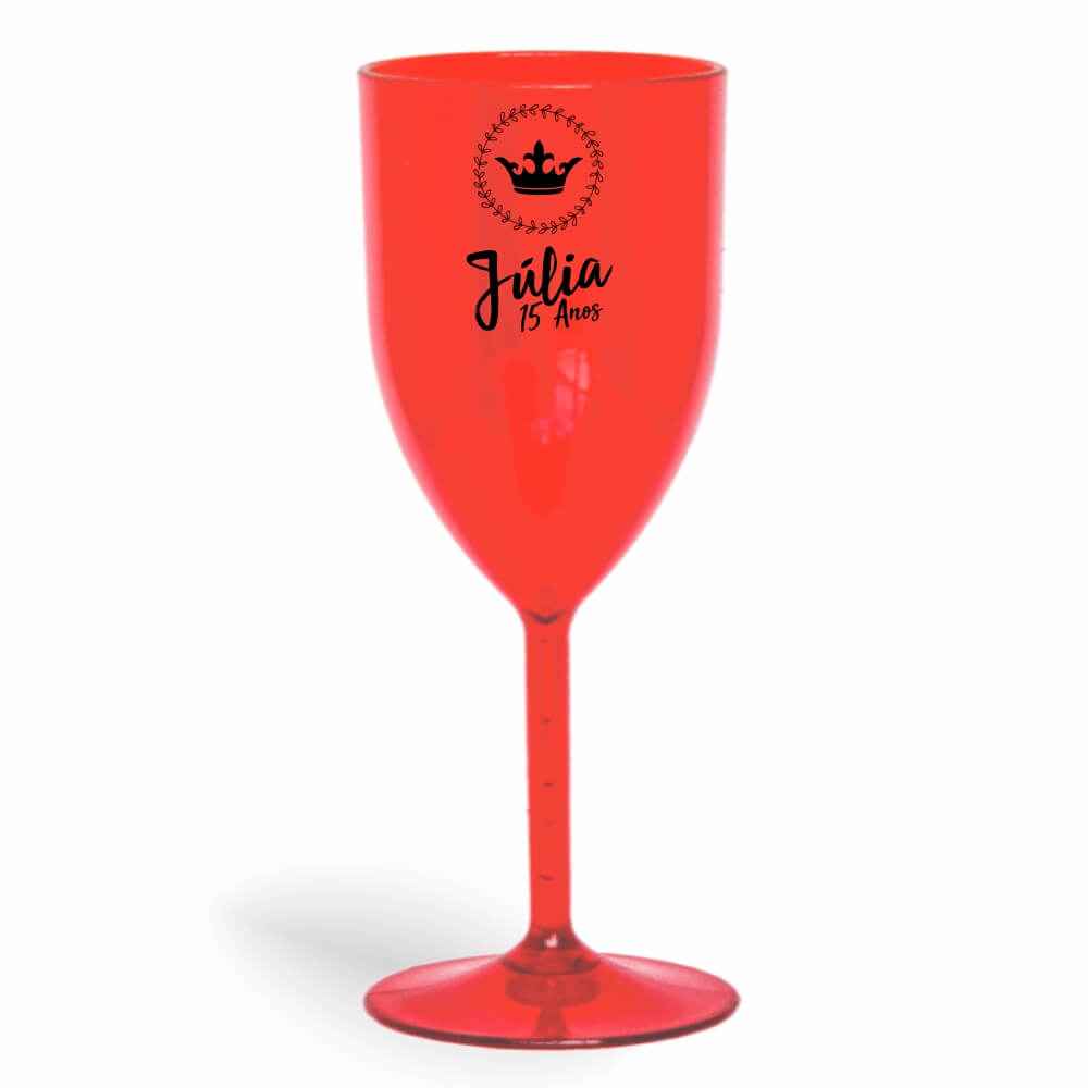 Taça de Vinho de 330ml Vermelha Transparente