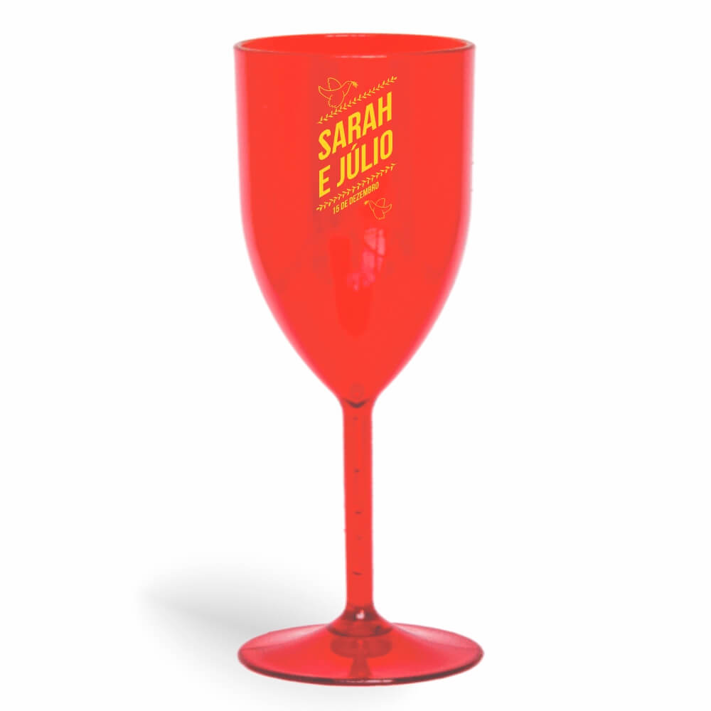 Taça de Vinho de 330ml Vermelha Transparente