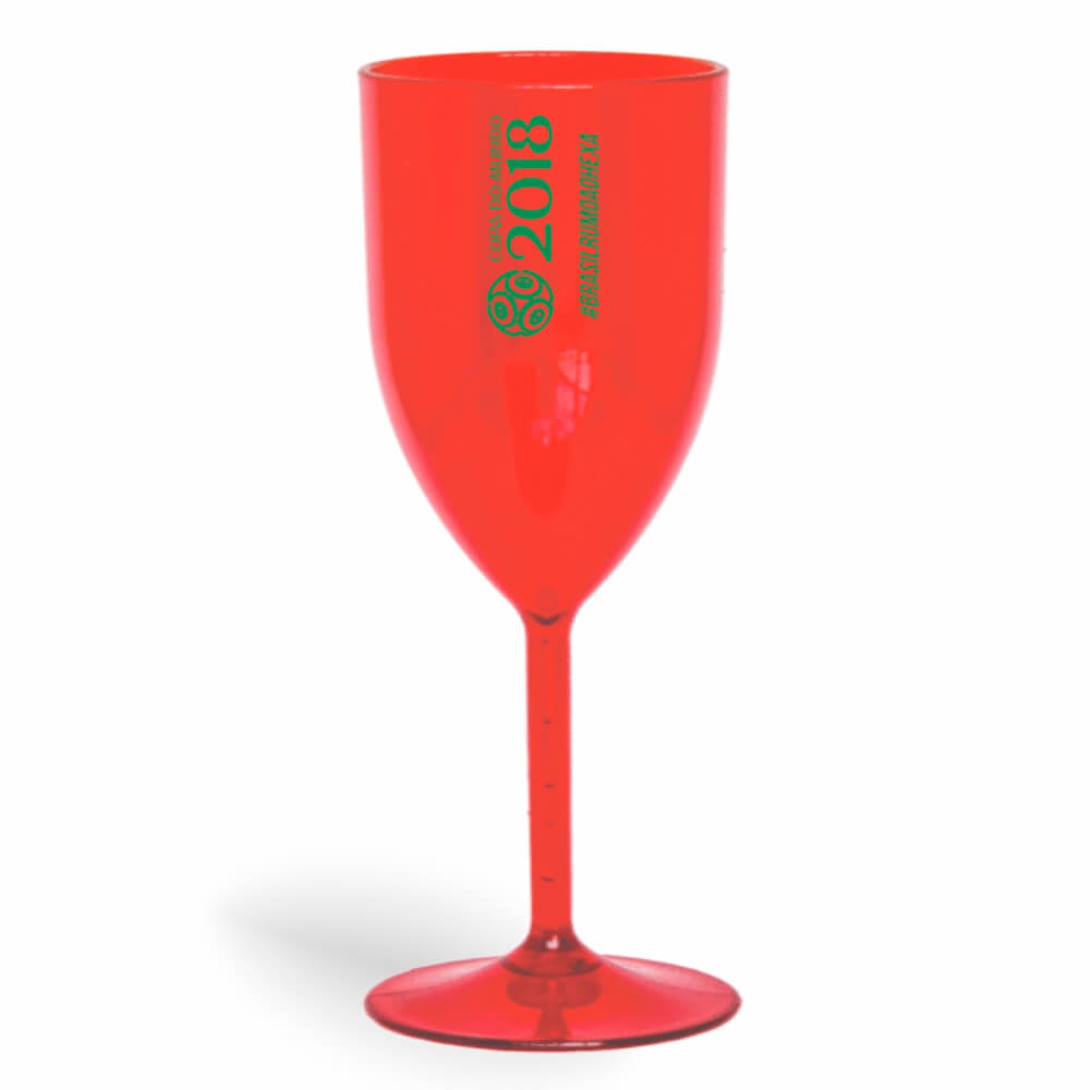 Taça de Vinho de 330ml Vermelha Transparente