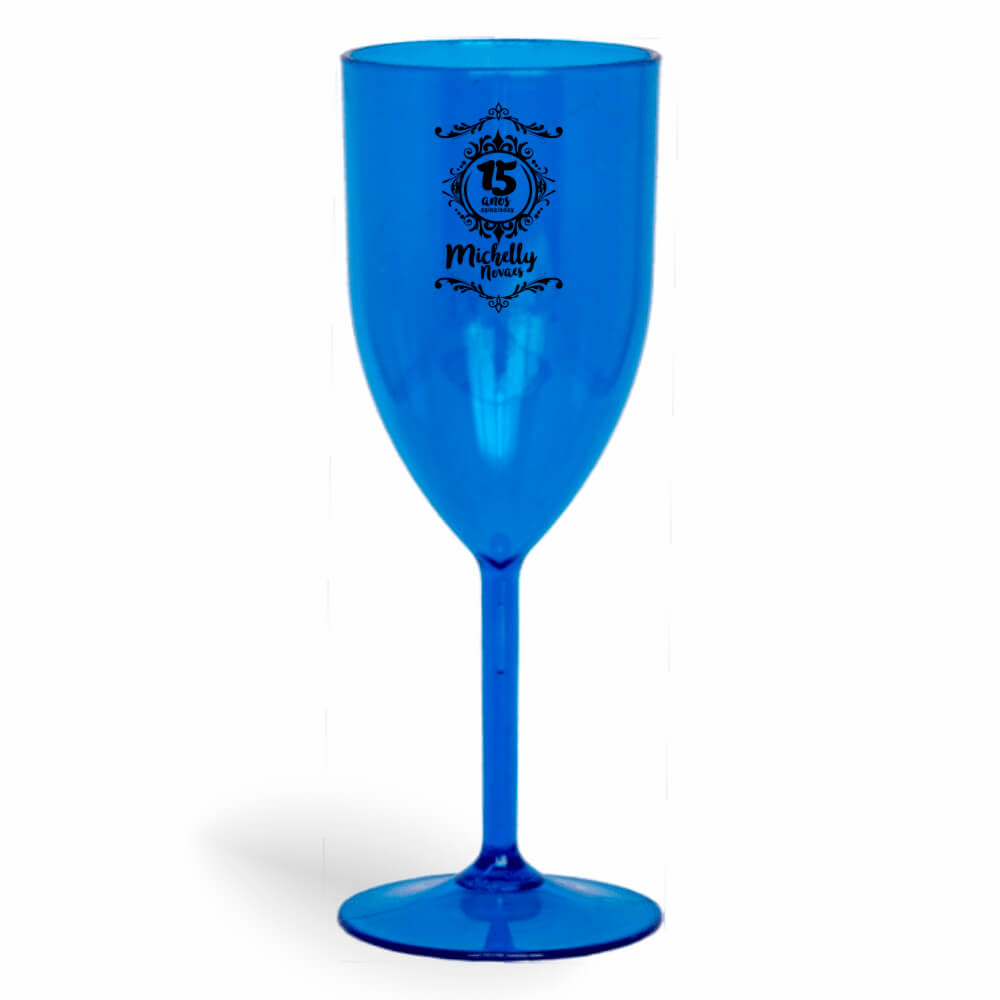 Taça de Vinho de 330ml Azul Transparente