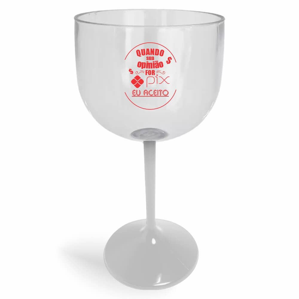 Taça de Gin de 580ml Branca Cristal e Haste Colorida