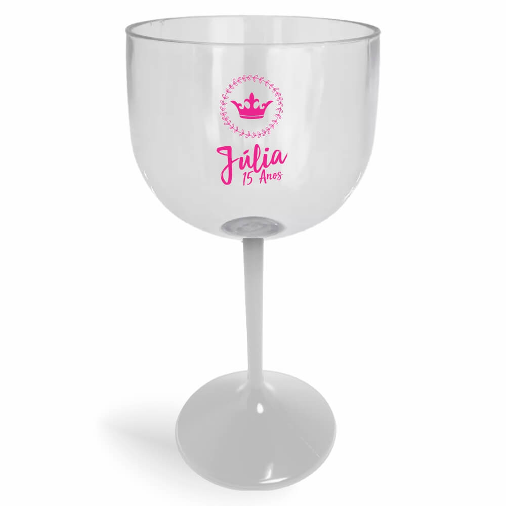 Taça de Gin de 580ml Branca Cristal e Haste Colorida