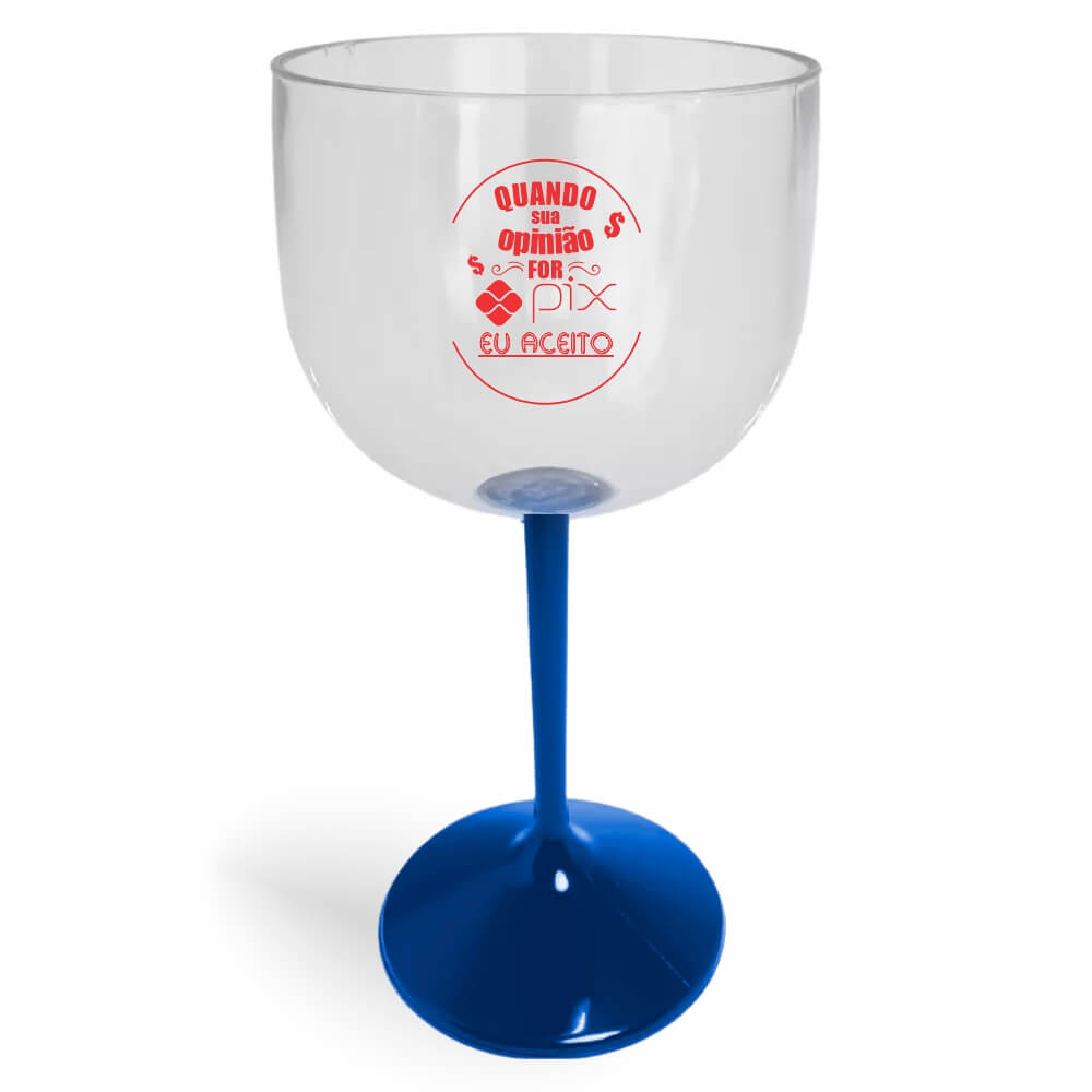 Taça de Gin de 580ml Azul Cristal e Haste Colorida