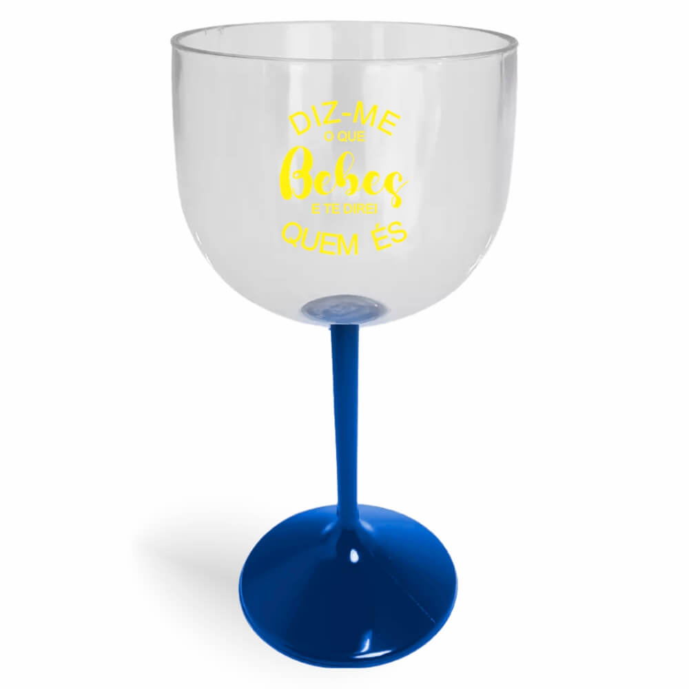 Taça de Gin de 580ml Azul Cristal e Haste Colorida