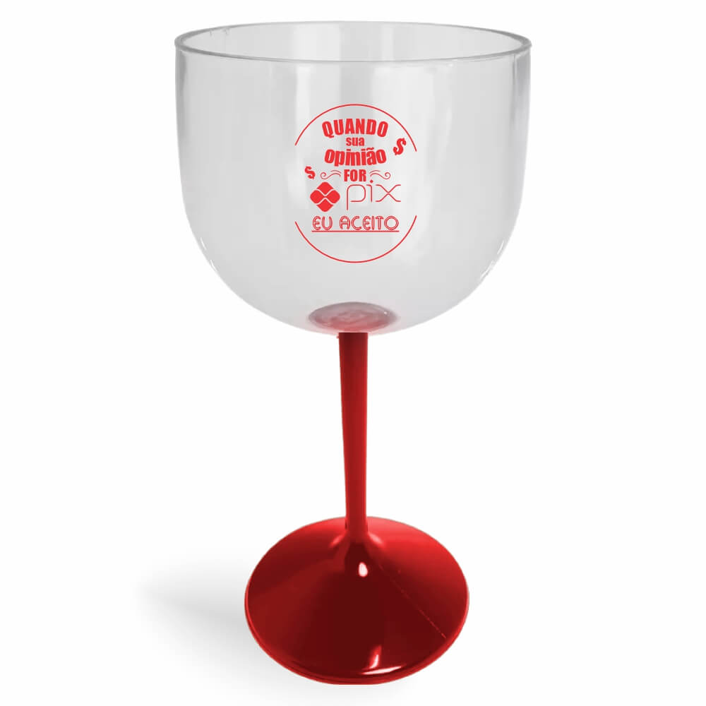 Taça de Gin de 580ml Vermelha Cristal e Haste Colorida