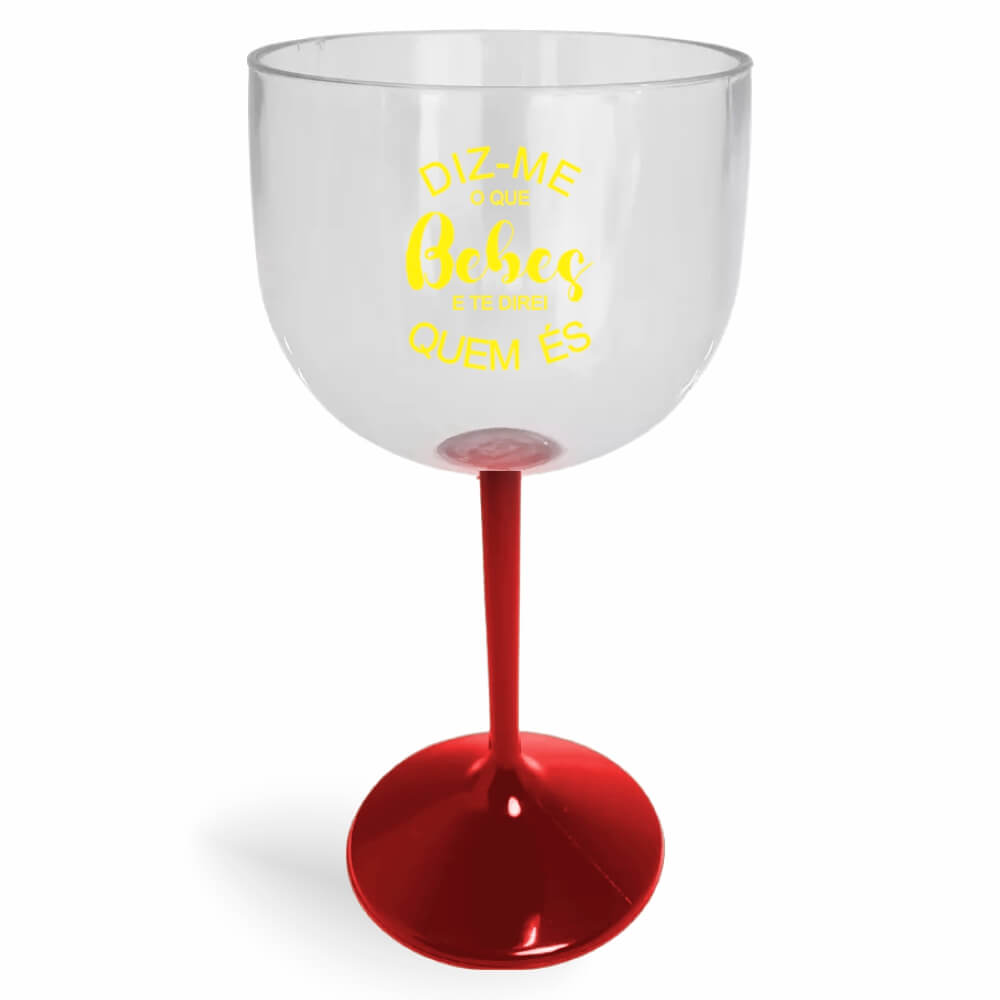 Taça de Gin de 580ml Vermelha Cristal e Haste Colorida