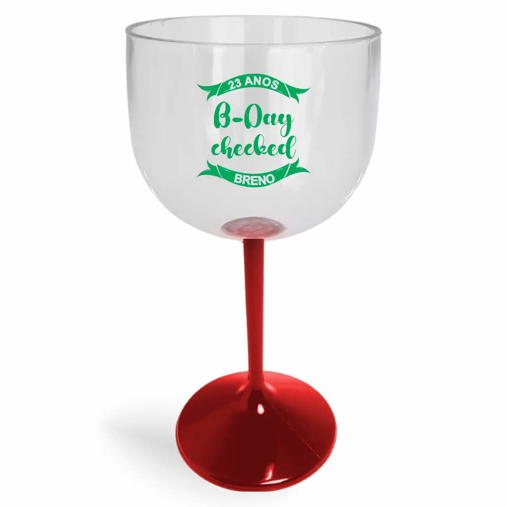 Taça de Gin de 580ml Vermelha Cristal e Haste Colorida