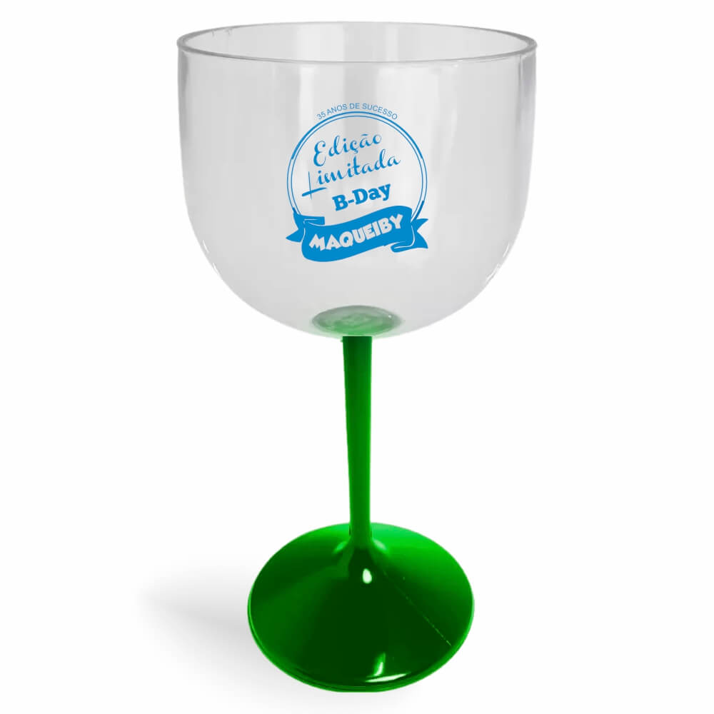 Taça de Gin de 580ml Verde Cristal e Haste Colorida