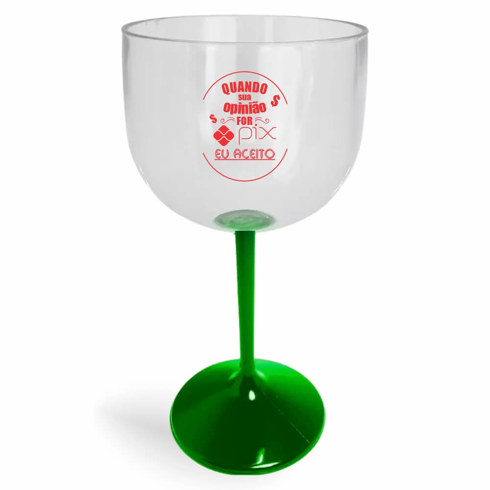 Taça de Gin de 580ml Verde Cristal e Haste Colorida