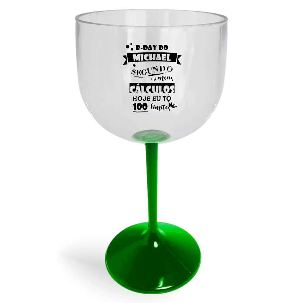 Taça de Gin de 580ml Verde Cristal e Haste Colorida