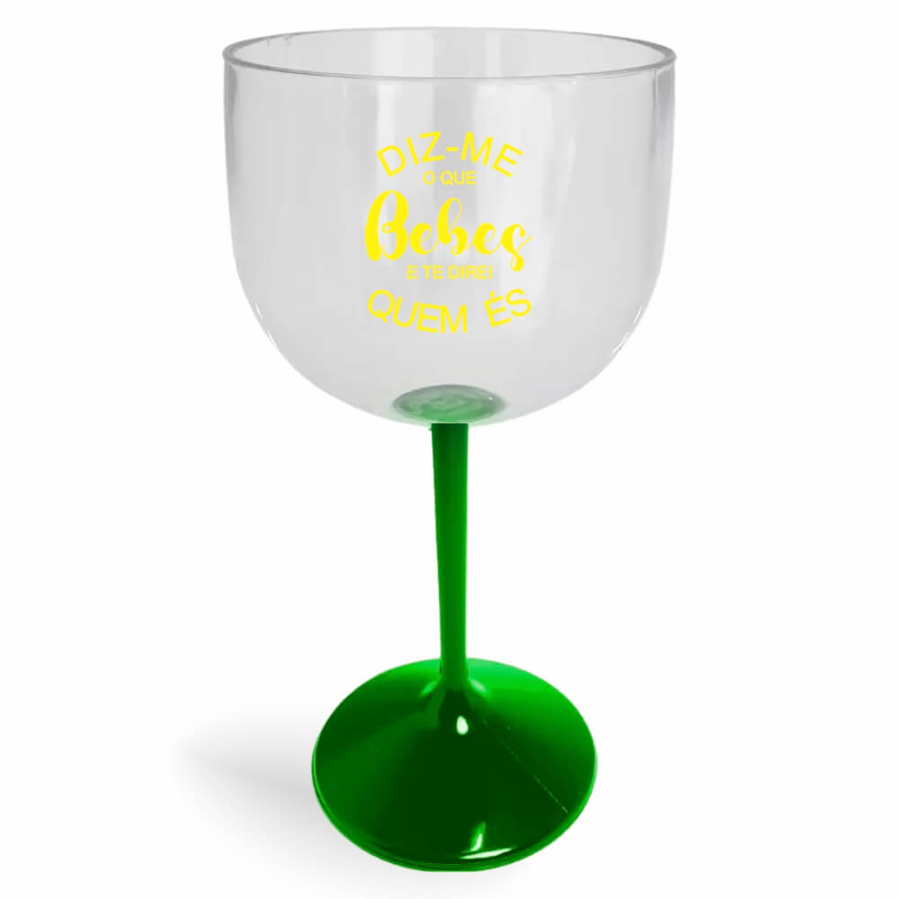 Taça de Gin de 580ml Verde Cristal e Haste Colorida