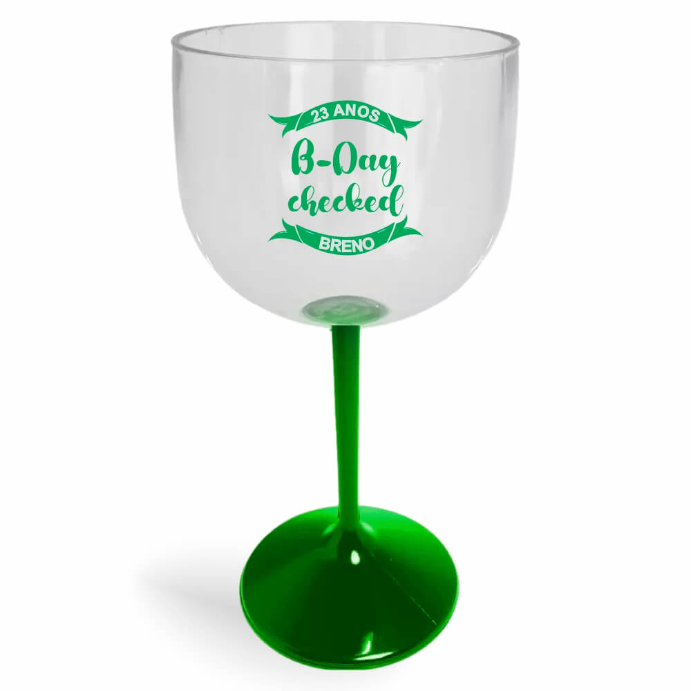 Taça de Gin de 580ml Verde Cristal e Haste Colorida