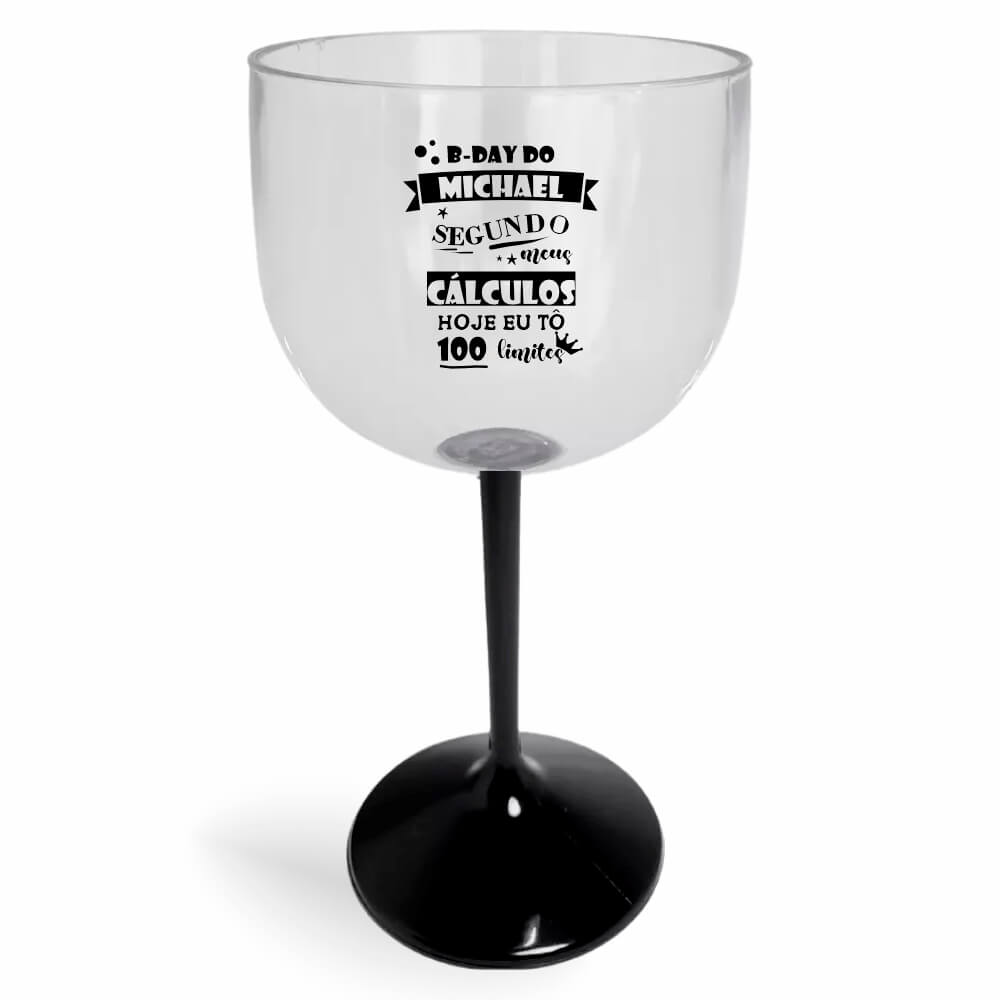 Taça de Gin de 580ml Preta Cristal e Haste Colorida