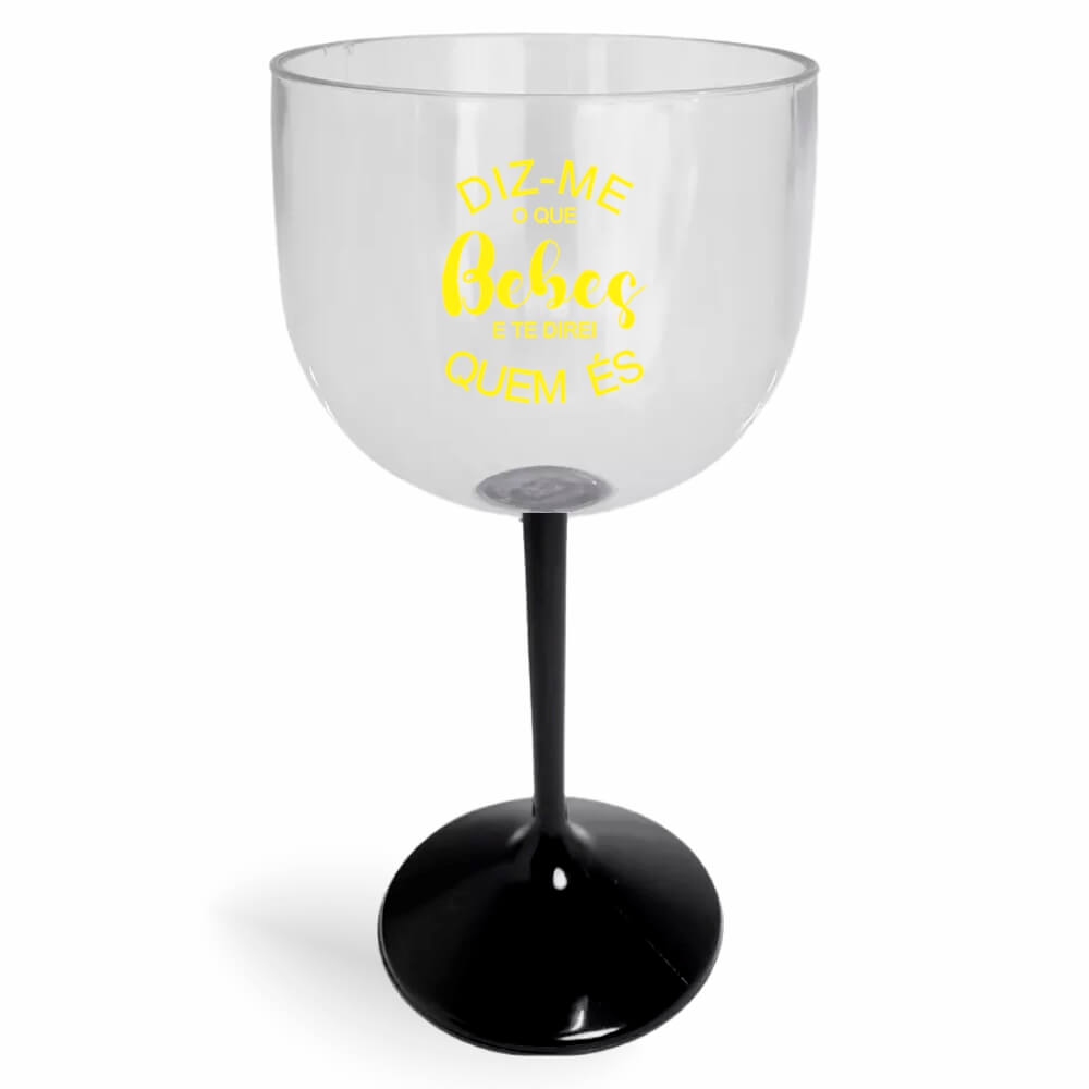 Taça de Gin de 580ml Preta Cristal e Haste Colorida