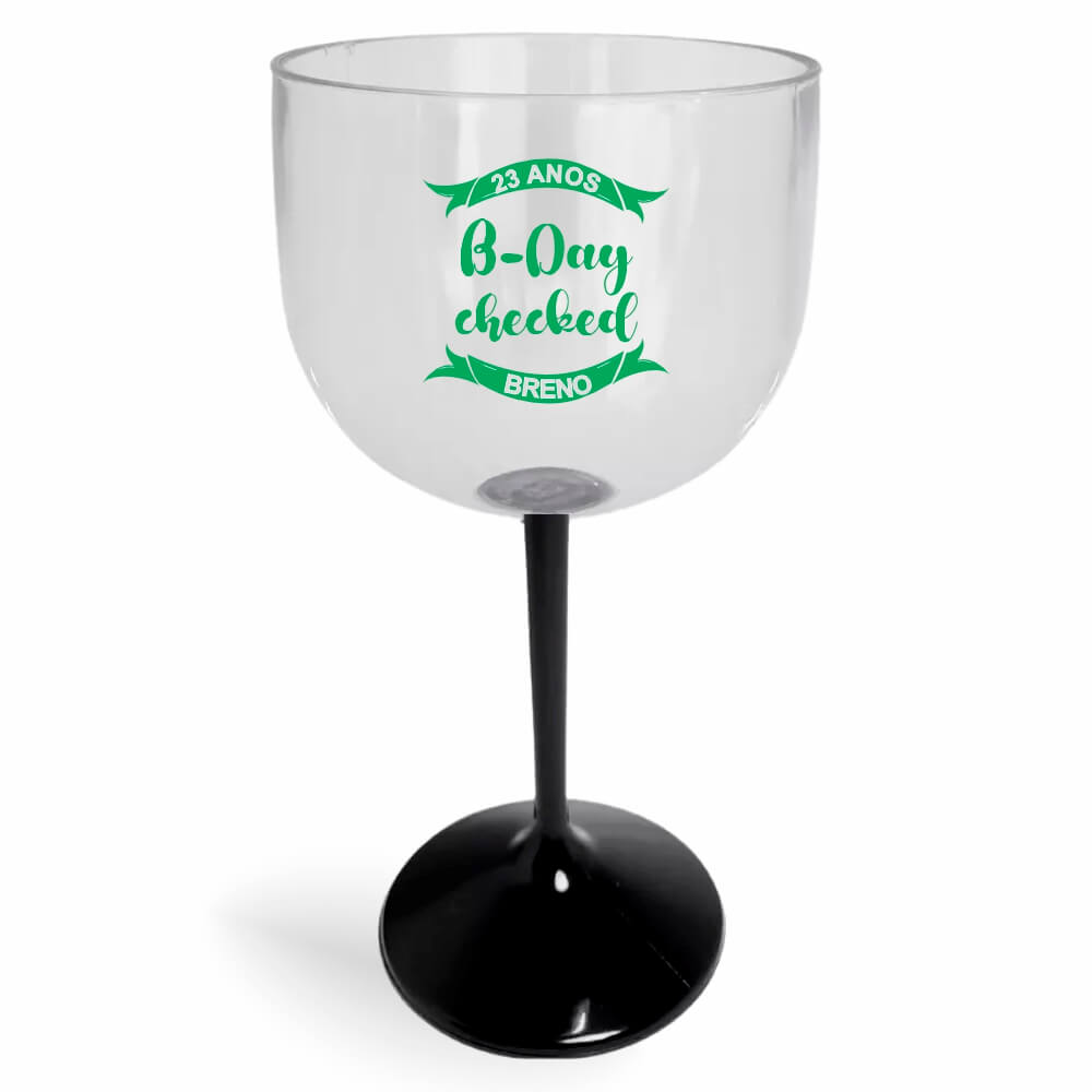 Taça de Gin de 580ml Preta Cristal e Haste Colorida