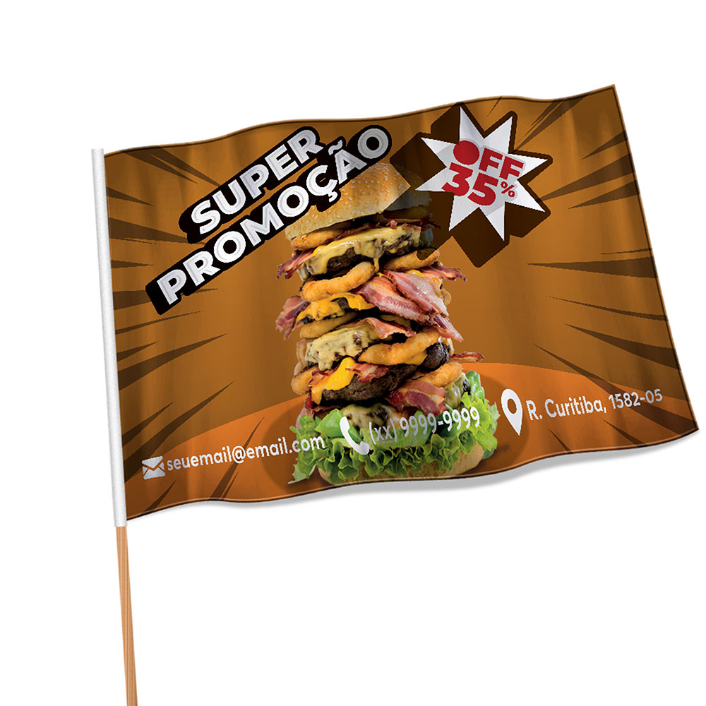 Bandeiras Cacharrel Costura Linha Branca Overlock Com Bastão (1400x900mm)