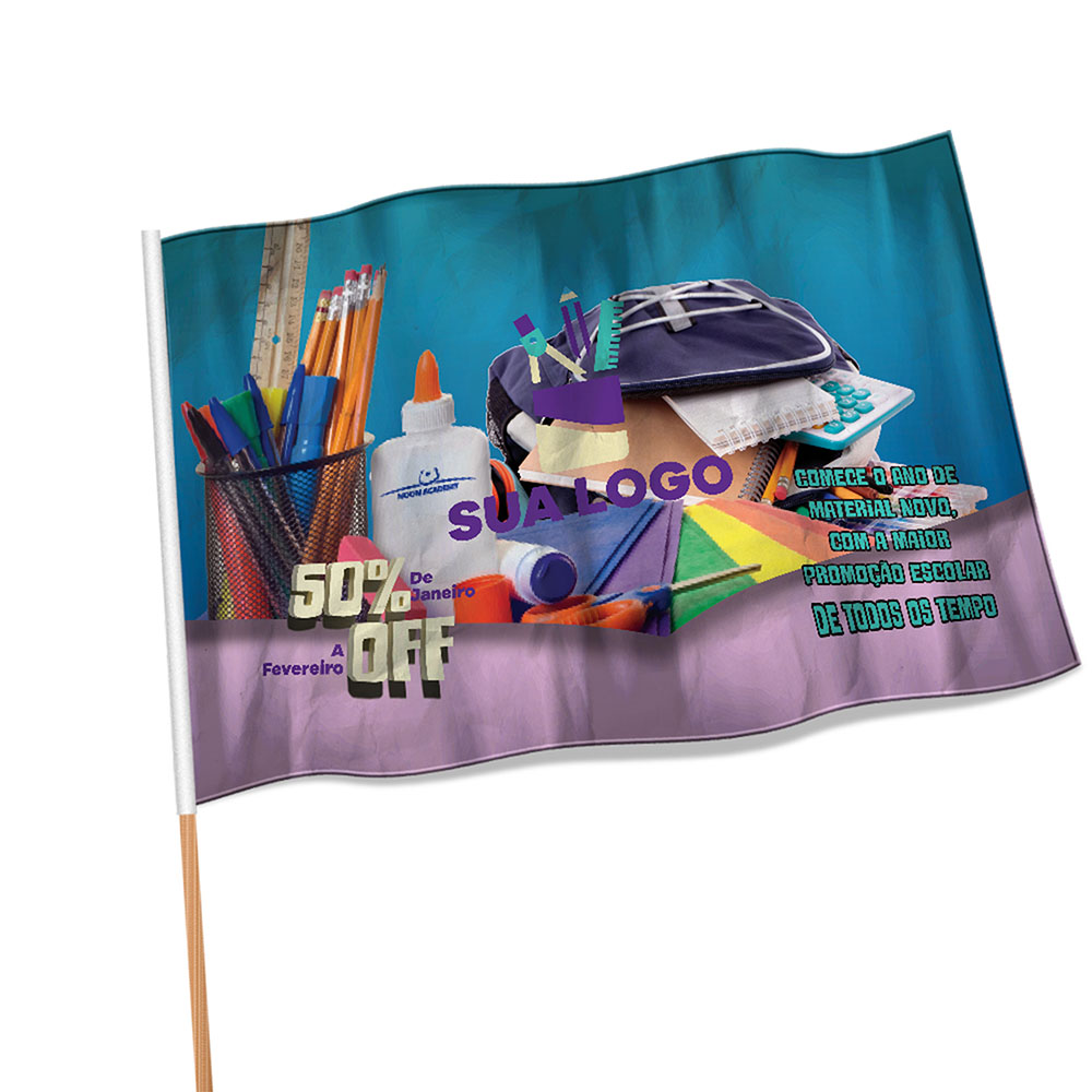 Bandeiras Cacharrel Costura Linha Branca Overlock Com Bastão (1400x900mm)