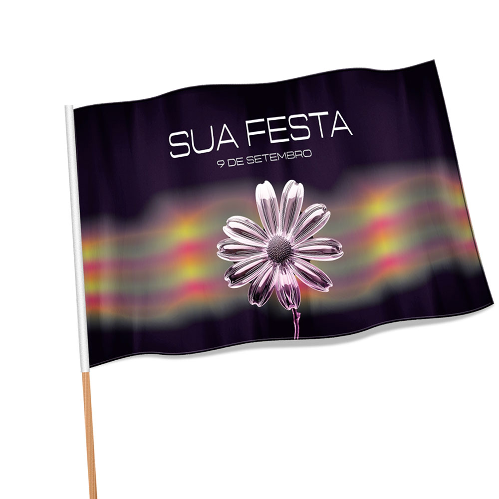 Bandeiras Cacharrel Costura Linha Branca Overlock Com Bastão (700x450mm)