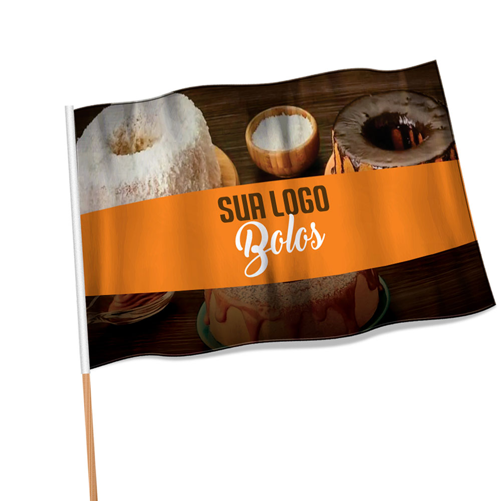 Bandeiras Cacharrel Costura Linha Branca Overlock Com Bastão (700x450mm)