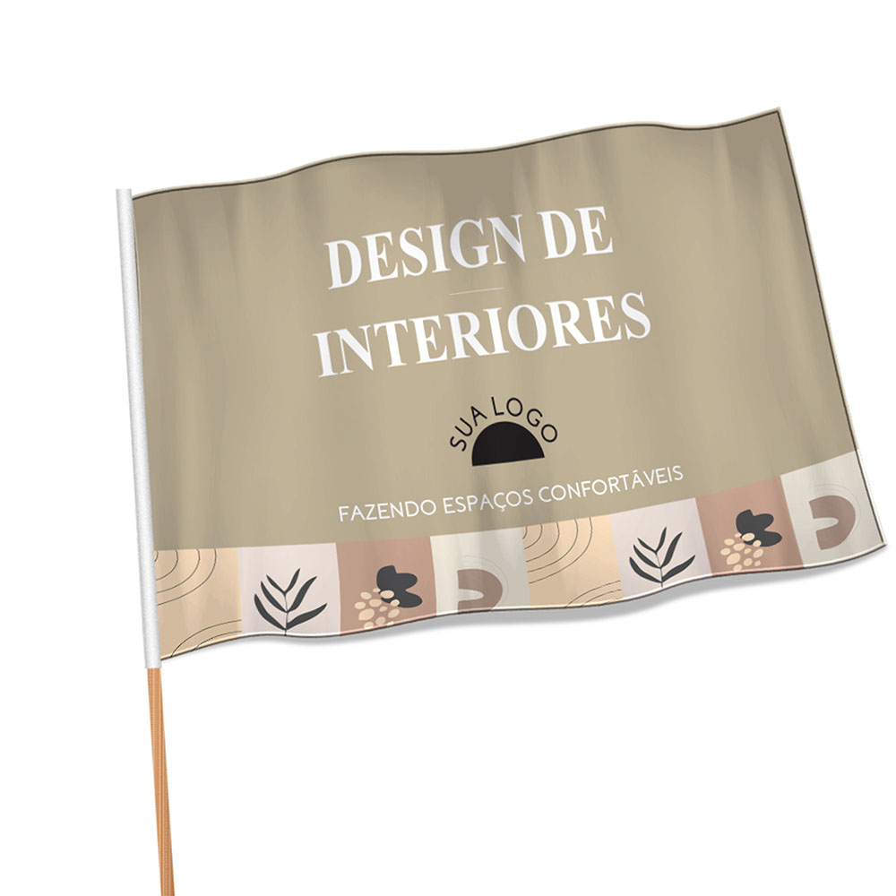 Bandeiras Cacharrel Costura Linha Branca Overlock Com Bastão (900x700mm)