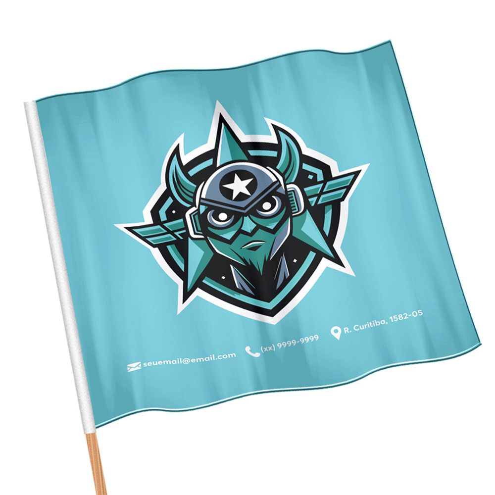 Bandeiras Cacharrel Costura Linha Branca Overlock Com Bastão (Metro Quadrado)