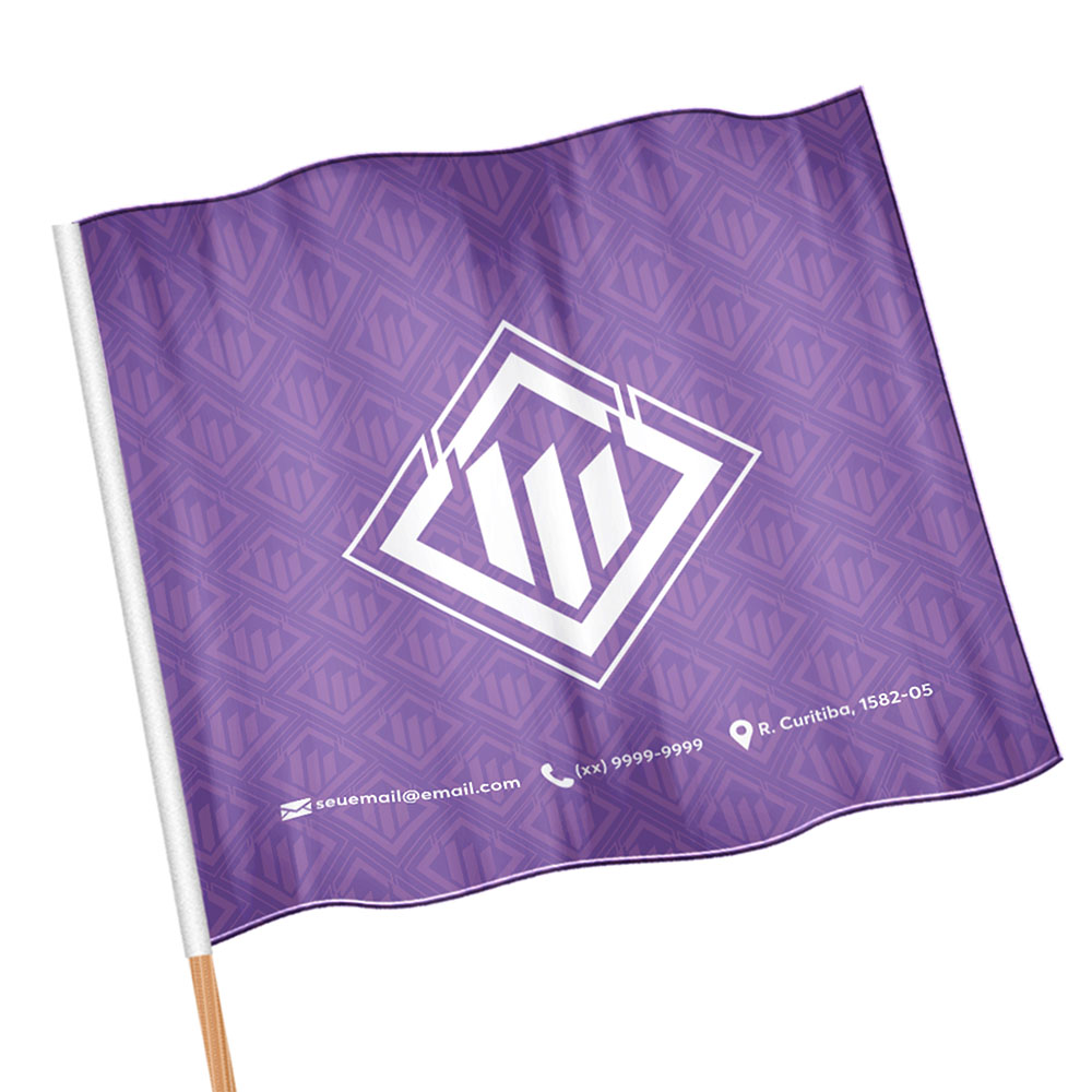 Bandeiras Cacharrel Costura Linha Branca Overlock Com Bastão (Metro Quadrado)