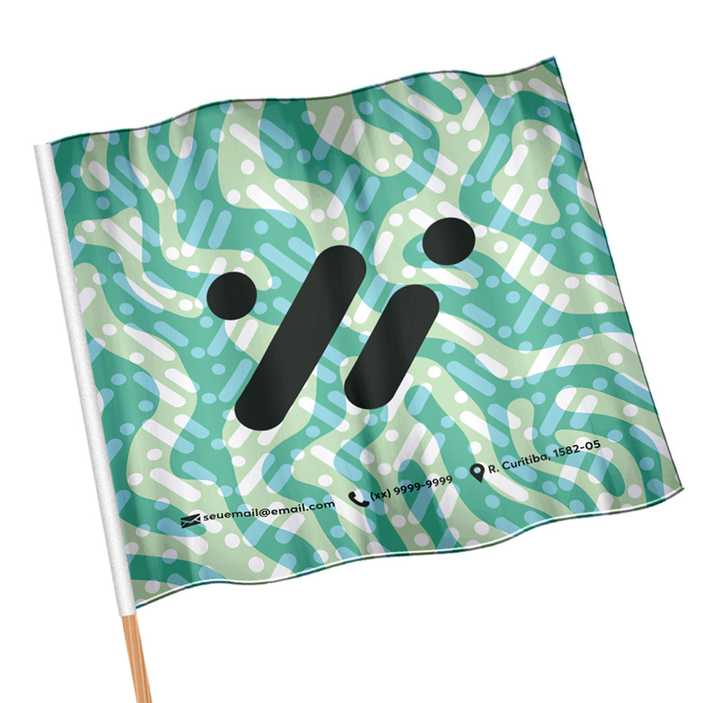 Bandeiras Cacharrel Costura Linha Branca Overlock Com Bastão (Metro Quadrado)