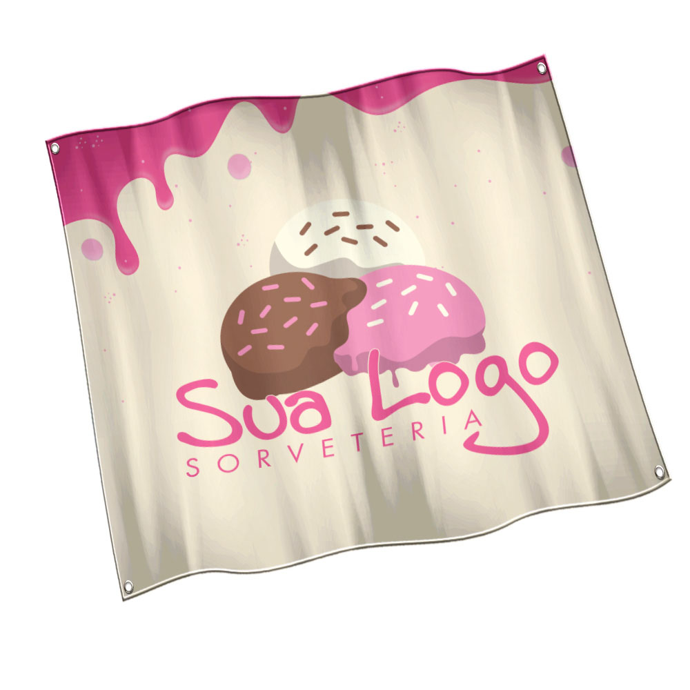 Bandeiras Cacharrel Costura Linha Branca Overlock Com Ilhós (Metro Quadrado)