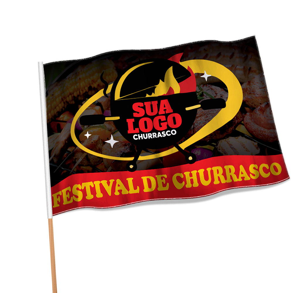 Bandeiras Elastano Costura Linha Branca Overlock Com Bastão (1400x900mm)