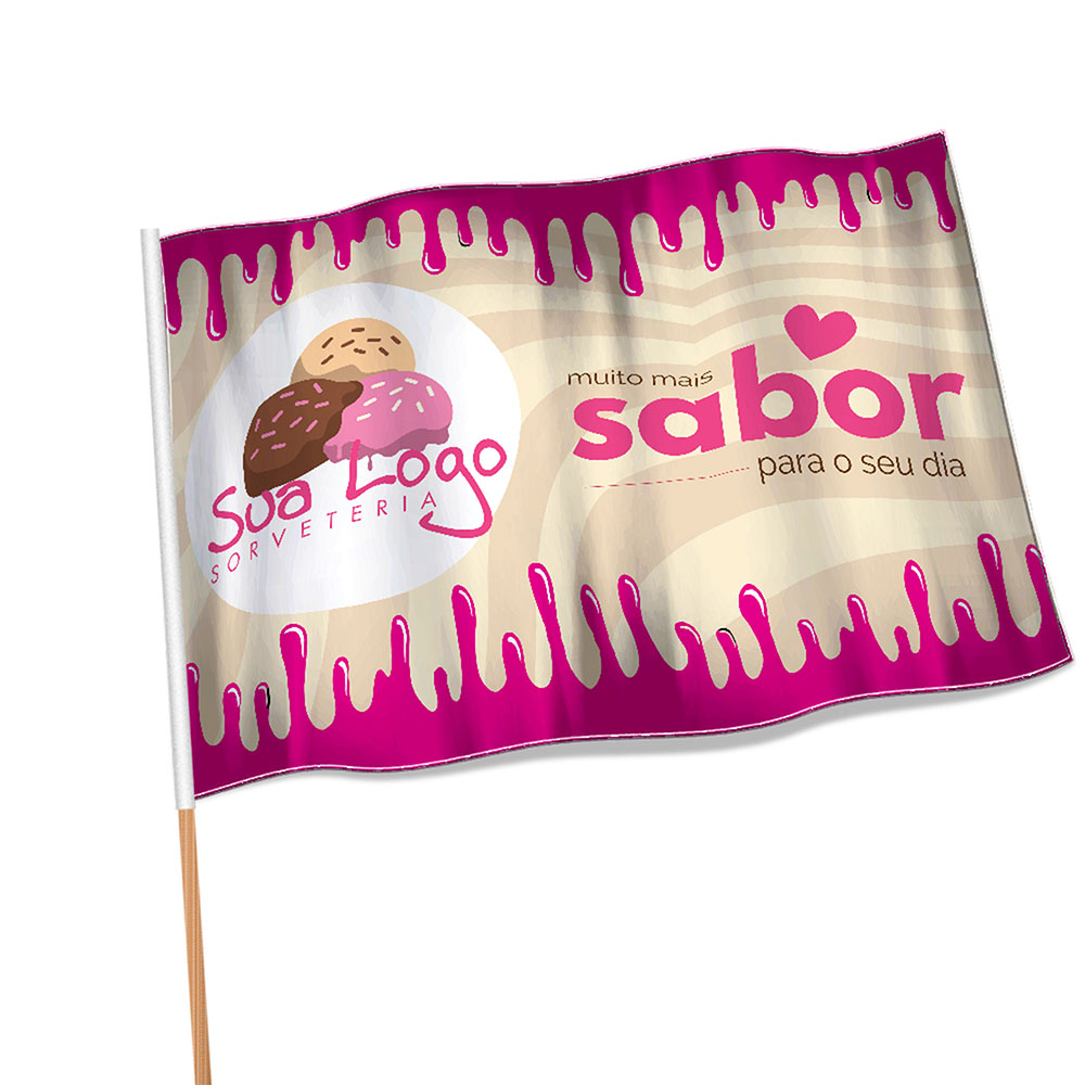 Bandeiras Elastano Costura Linha Branca Overlock Com Bastão (1400x900mm)