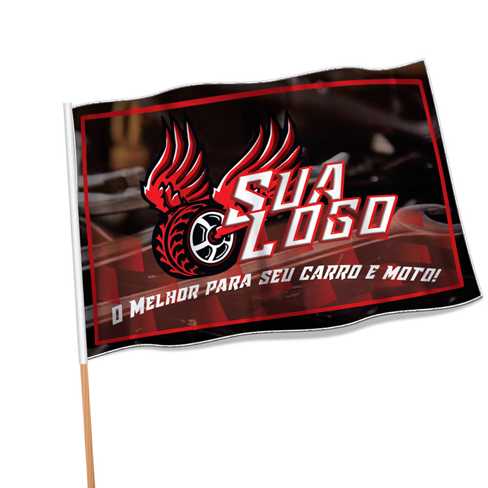 Bandeiras Elastano Costura Linha Branca Overlock Com Bastão (900x700mm)