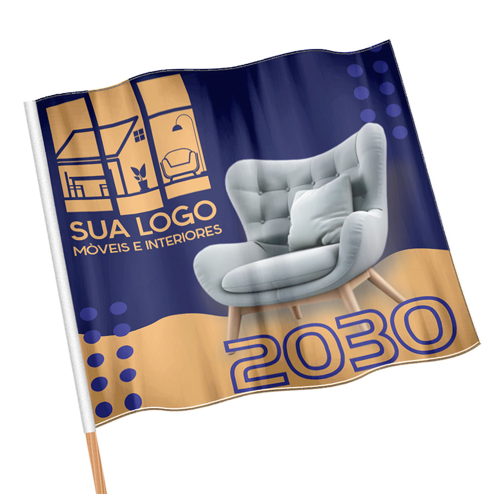 Bandeiras Elastano Costura Linha Branca Overlock Com Bastão (Metro Quadrado)