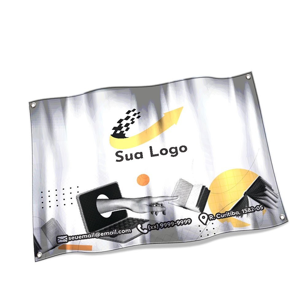 Bandeiras Elastano Costura Linha Branca Overlock Com Ilhós (900x700mm)