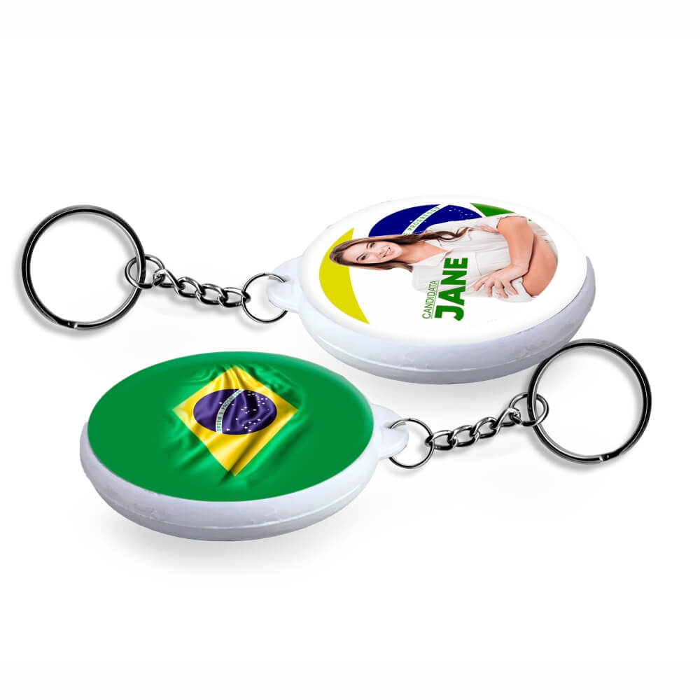 Bottons E Pins Personalizados Dupla Face Com Chaveiro Modelo Redondo Branco (35mm)