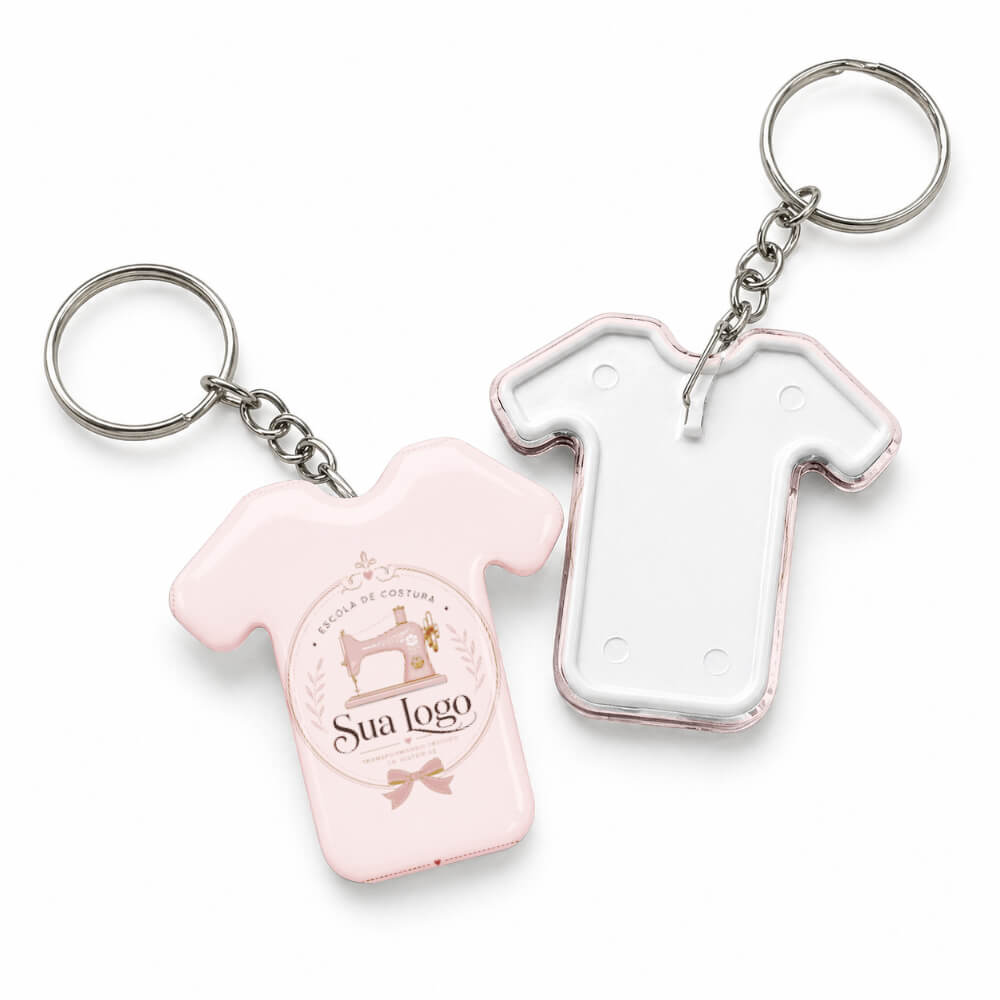Bottons E Pins Personalizados Uma Face Com Chaveiro Modelo Camisa (59x60mm)