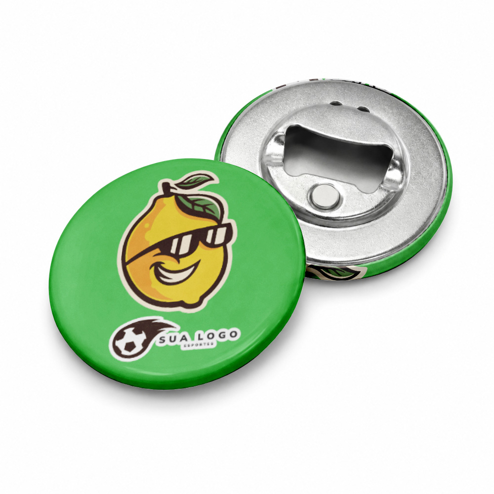 Bottons E Pins Personalizados Com Abridor Modelo Redondo (55mm)