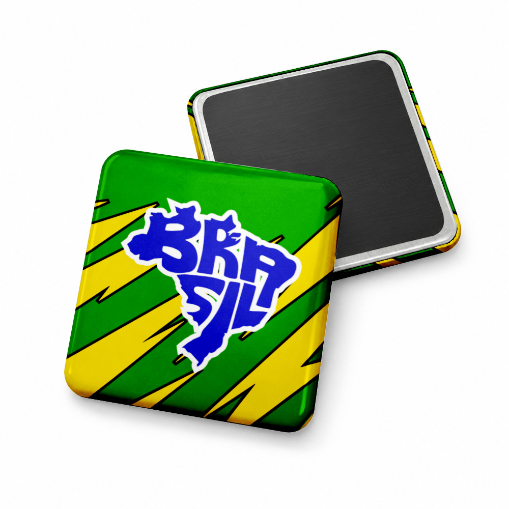 Bottons E Pins Personalizados Com Manta Magnética Modelo Quadrado (51mm)
