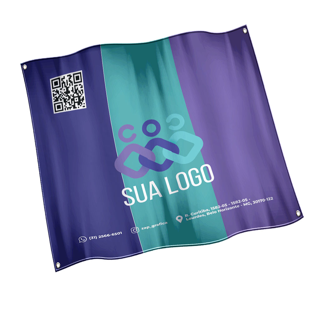 Bandeiras Oxford Costura Linha Branca Overlock Com Ilhós (Metro Quadrado)